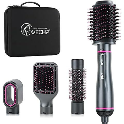 [4 in 1]WeChip Hair Dryer Brush, Hot Air Brush for Drying, volumizing, straightening, Curling[Ceramic Coating][Negative Ion] Hot Air Styling Brush Reduce frizz Anti-Static,Suitable for All Hair Types Cover