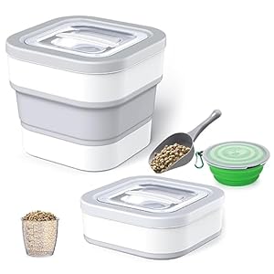 Wuciray Contenedor Pienso Plegable Perro Gato Cubo Caja Almacenamiento Comida con Pala y Taza Medidora 5kg