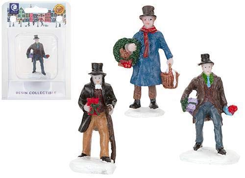 Crillys Red 3 Mini Village People Christmas Scene Resin Town Miniature Figures Gentleman