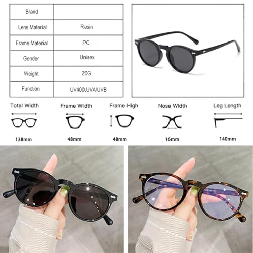 Lunettes de soleil rondes UV400 à rivets pour look rétro chic noir