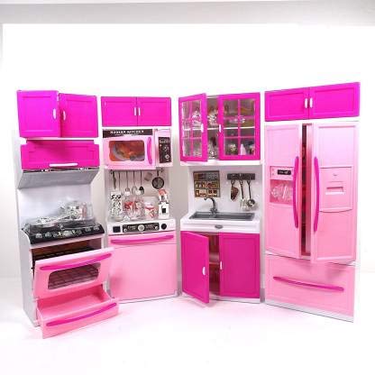 Mahi Enterprise? Morden Kitchen Set with Light and Sound from SWL Toy Kitchen Set for Girls | Pretend Kitchen Toys | Kitchen Set Big with 4 compartments (Colour and Model May Vary) (4 compartments) 1