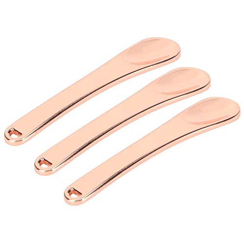 3PCS Cosmetic Spatulas Zinc Alloy Makeup Scraper Kit Metal Scoops for Face Eye Cream Rose Gold