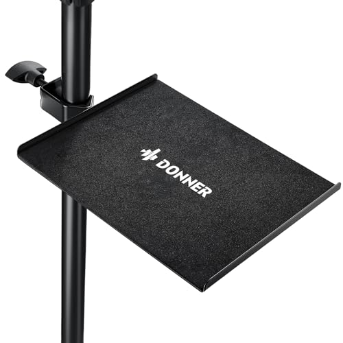 Donner Percussion Table for Drum Sets, Drum Accessory Holder Tray with Clamp On Shelf, Stable Flexible Microphone Stand with EVA Pad, Shock Absorbing, Large Surface