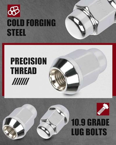 Image of cciyu 20PCS Wheel Lug Nuts 7 /16 inch-20 Close End Lug Nuts 1.395 inch(35.4mm) length Chrome Wheel Nuts Set Fit for 1977-1990 for Chevy Caprice | 1957-1982 for Chevy Corvette