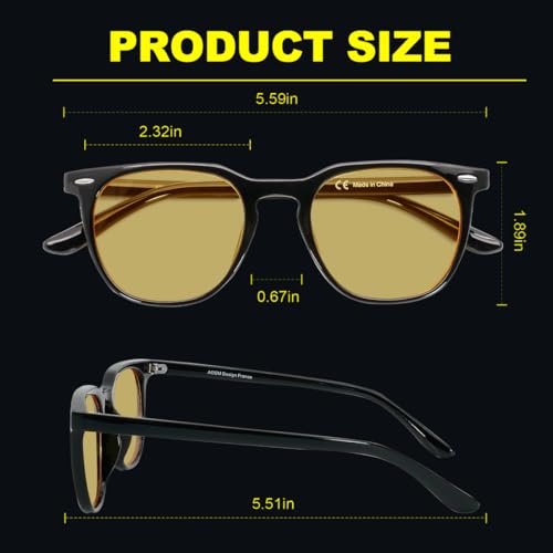 Image of AOSM Night Driving Glasses for Men and Women, Polarized Night Vision Lens Anti-Glare Diminish Headlights Enhance Vision （Long Rivet）