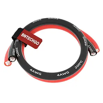 BNTECHGO 4 Gauge Silicone Wire 5 ft Red and 5 ft Black Flexible 4 AWG Stranded Tinned Copper Wire
