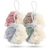 4 Piezas Esponja Exfoliante Corporal, 60g Esponja de Baño Grande, Limpia Profundamente con Espuma Rica, Eliminando Eficazmente las Células Muertas de la Piel (4 Colores)