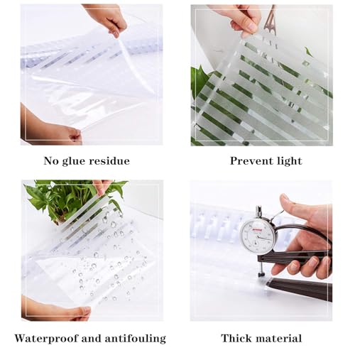 Image of WOO Home Frosted Glass Window Film & Stickers (18 X 72 INCH) Privacy Window Cover for Home & Office - Easy Apply, UV Protection, Removable Decorative Film (Frosted Striped Film | 1.5 X 6 SQFT)