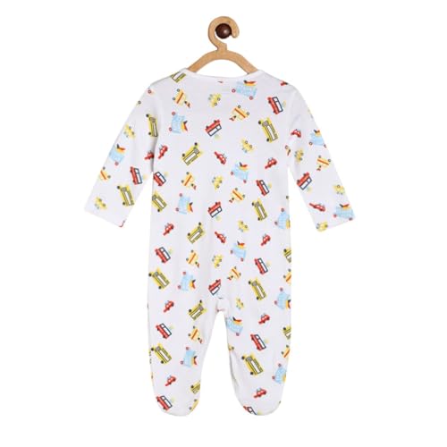 Image of miniklub Baby Front Open Long Sleeve Cotton Sleep Suit, Pack of 2 (Blue /White Color)