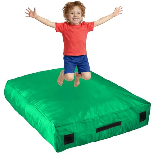 SaferBounce Crash Pad for Kids Sensory | Big 5Ft x 5Ft Or 3Ft x 4Ft | Autism Sensory Crash Mat for Jumping & Play | Crashpad | Soft Foam Landing Pad for Kids | Giant Pillow Mat | Climbing & Gymnastics