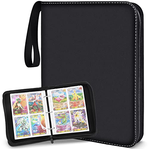 400 Karten Kapazität Sammelkarten Album, Transparent Trading Cards, 50 Seite Karten Album, Kartenhalter Ordner, Sammelalbum für TCG Karten YuGiOh, Schwarz Cover
