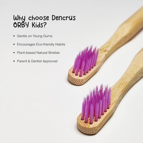 Image of Orby Kids Bamboo Toothbrush for Kids (Pack of 3) | Natural & Eco Friendly Oral Care | Soft Bristles Toothbrush for Toddler & Kid Dental Care | Organic Bamboo Handle - Lavender