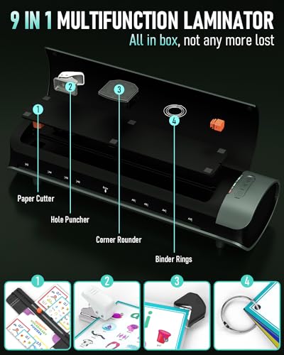 Image of Qfun Laminator Machine 11x17 Cold Thermal Laminator,13 inch Laminating Machine 60s Warm-up with 30 Laminate Sheets,9 in 1 Desktop A3 Lamination Machine with Paper Trimmer for Teacher Home Office