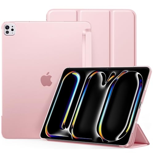 Mastten Compatible with iPad Pro 13 Inch Case M5 2025/ M4 2024 for iPad Pro 13 Case with Slim Hard Translucent Shell Back Trifold Stand Smart Cover Auto Wake/Sleep Pink