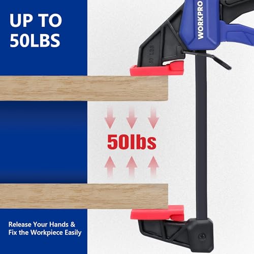 WORKPRO 6" Mini Bar Clamps for Woodworking, One-Handed Clamp/Spreader, Light-Duty Screw-Change F Clamp with 50lbs Load Limit, 2PC - Image 3