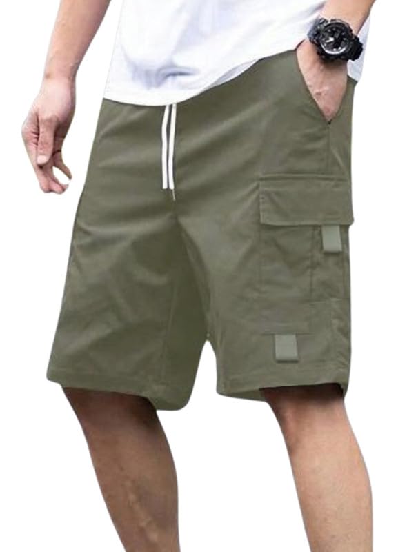 NoseQueen Men Fashion Cotton Shorts Pant for Men, Relaxed Fit Drawstring Waist Casual Half Pant for Man