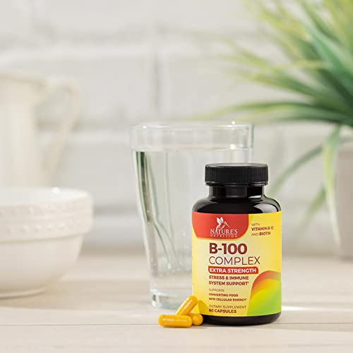 B Complex Plus Vitamin C - Vitamin B Supplement For Energy Support - B-Complex Vitamins For Immune Support - Vitamin B Complex With B12, B6, B9, & Folic Acid - Vegan High Potency - 60 Veggie Capsules #TOP6