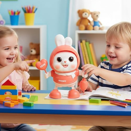 Jouet lapin chantant interactif avec musique et lumière pour Noël