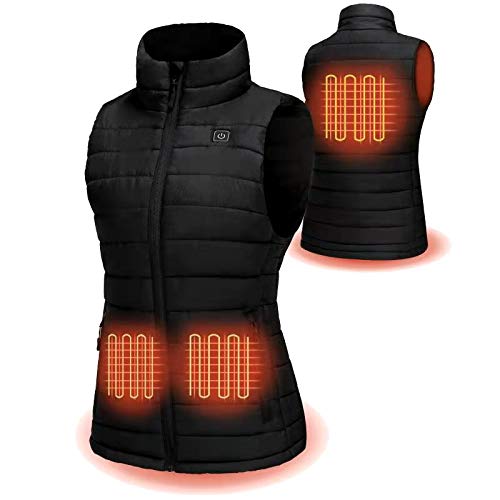Lightweight Heated Vest for Women and Teen Girls with 8.4V Rechargeable Battery Pack (Black, Medium)