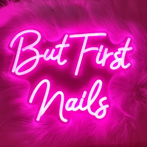 Image of But First Nails Neon Sign, Pink LED Wall Decor for Salon | LED Beauty Room Salon Nail Tech Decor Neon Signs Aesthetic Light Door Decorations,Girls Neon Signs Accessories Gift
