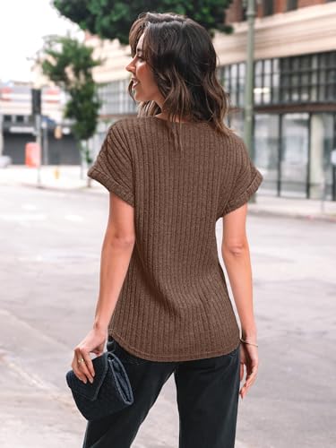Image of AUTOMET Womens Short Sleeve Tops Fall Shirts 2026 Lightweight Sweater | Dressy Casual Blouse, Fashion Summer Clothing, Cute Spring Outfits, Business Work Tunic, Trend Boho