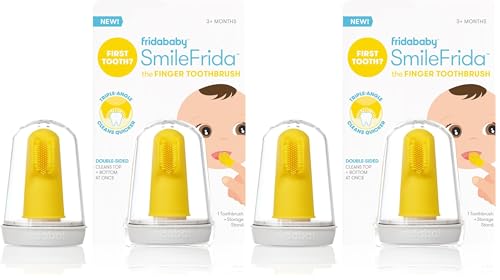 Image of FridaBaby Baby's First Toothbrush with Case, 3 Months + (Pack of 2)