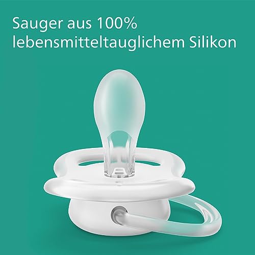 Philips AVENT ultra air Nighttime Schnuller – 2er Pack, BPA-freier, atmungsaktiver, im Dunkeln leuchtender Schnuller für Babys von 0-6 Monaten, inklusive Transport- und Sterilisationsbox