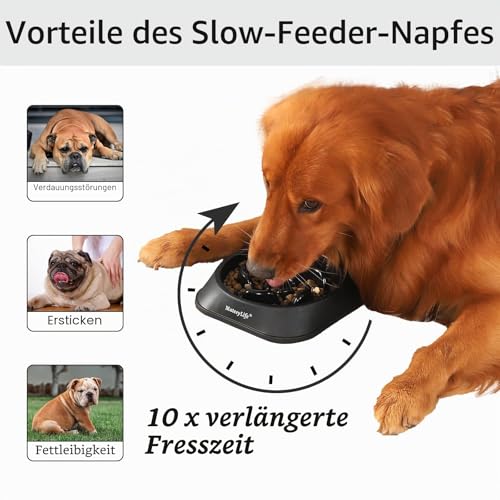Mateeylife Hundenapf, Anti Schling Napf Hund für MittelgroßE und GroßE Hunde, Slow Feeder Hund FöRdert Eine Gesunde Verdauung,1 Stück Mittlere, Schwarz
