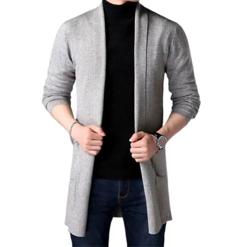 Men's Mandarin Collar Sweaters Autumn Casual Solid Knitted Cardigan Slim Fitted Warm Clothing2