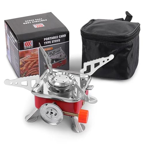 Image of EYUVAA LABEL Alloy Steel Portable Camping Stove for Travel Lightweight Backpack Butane Gas Burner,Compact Cooking Stove,Small Foldable Gas Stove for Hiking,Outdoor Cooking,and Camping(Pack of 2)