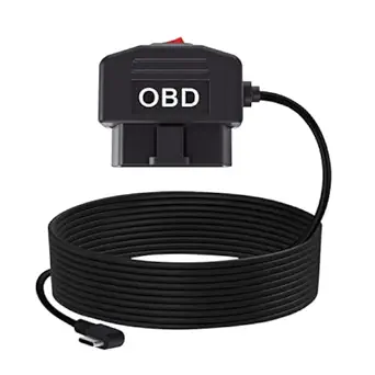 OBD2 to USB-C Power Cable for Gas Vehicles, 11.5ft/3.5m Hardwire Kit with Switch & Low Voltage Protection