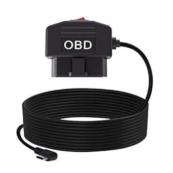 OBD2 Power Cable, OBD to Type-C USB OBDII Adapter, 11.6-36V to 5V/3A Dash Cam Hardwire Kit with Switch & Low Voltage Protection (11.5FT/3.5M)