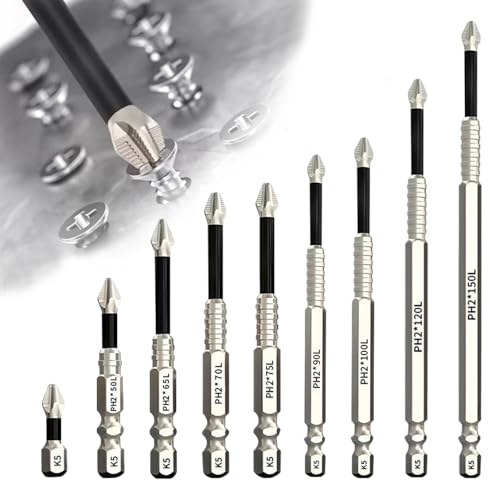 9PCS Magnetic Drill Bits, Magnetic Screwdriver Sets, Magnetic Screwdriver Bits - Anti-Slip, Shock-Proof, Strong Magnetic Impact Screwdriver Bit Set for Drilling and Screwdriver Use