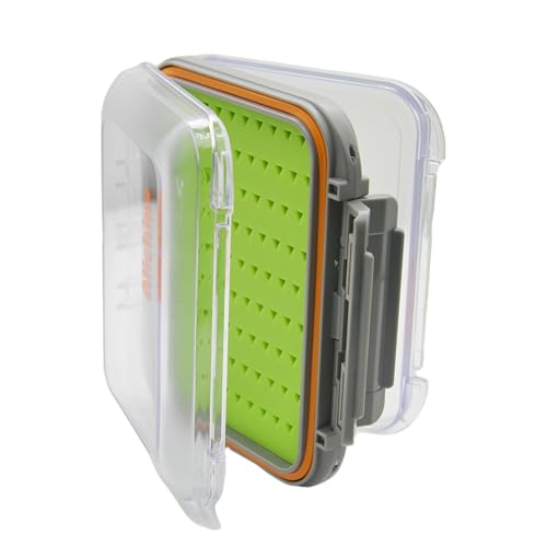 Alichino Fly Box for Fly Files Ice Jig Box Two Sided Waterproof Fly Fishing Box for Nymphs and Streamers (Green Silicone Insert B, S 4.9 * 4 * 1.6 Inch)