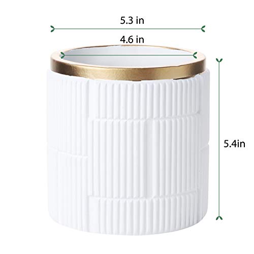 Greenaholics Planter Pots- 4.6 inch Cement Planters, Flower Plant Container, for Snake Herbs Orchid Plant, Medium Indoor Outdoor Plant, Vintage Style, Unglazed Bonsai, with Drainage Hole, White