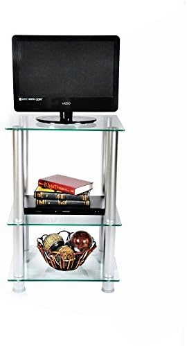 29.5-Inch Extra Tall Glass and Aluminum LCD and Plasma TV Stand (Clear) (29.5"H x 19.7"W x 15.7"D)