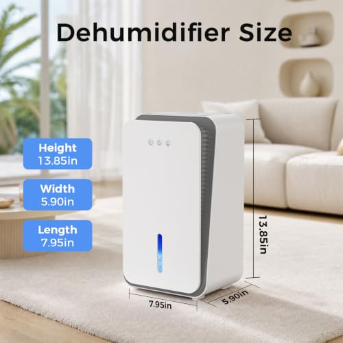 Image of 1000 sq.ft Dehumidifier for Home, Dehumidifiers for Basement, Bathroom, Bedroom with Auto Shut Off and Drain Hose, Built-in Aromatherapy Diffuser, Quiet Sleep Mode,7 Colors LED Light,White