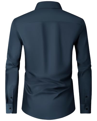 Image of Alimens & Gentle Men's Dress Shirts Long Sleeve Wrinkle Free Stretch Business Casual Wedding Button Down Shirt