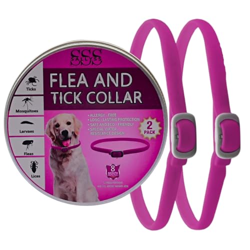 SALLYSS Collare Antiparassitario per Cani – 2 Pezzi – Protezione Naturale con Citronella e Menta – Efficacia fino a 8 Mesi – Impermeabile, Regolabile, Formula Sicura (Pink)
