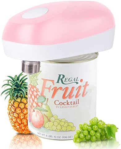 Vcwtty Electric Can Opener, No Sharp Edge, Open Your Cans with A Simple Push of Button, Food-Safe and Battery Operated Can Opener, Kitchen Gifts for Arthritis and Seniors (Mini Peach Pink）