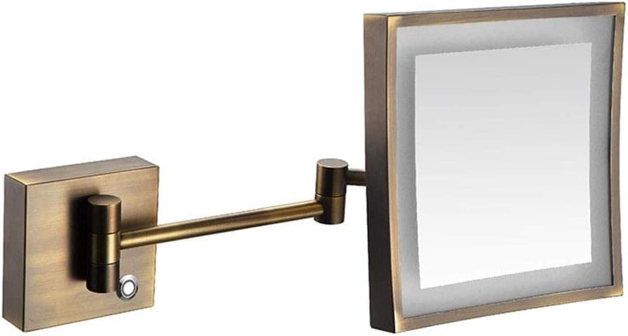 Miroir de maquillage mural avec lumières LED grossissement 3X et col de cygne flexible