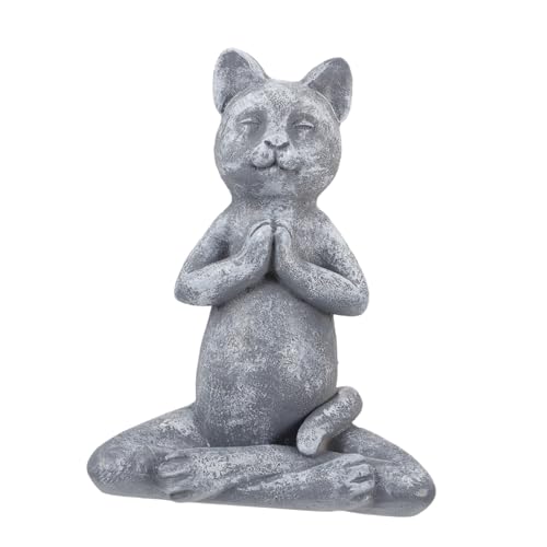 HEATSHAKING 1 Stück Katzenfigur Meditierende für Garten Kunststein Statue zur Innen und Außendekoration Beruhigende Haltung für Entspannte im Garten oder Zuhause
