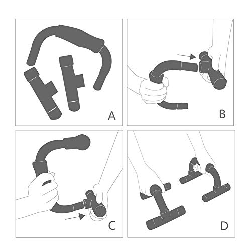 Push Up Handle Set, demping Foam Grip en antislip Rubber Base Family Fitness apparatuur, zwarte Push Ups oefening borst… - Image 5