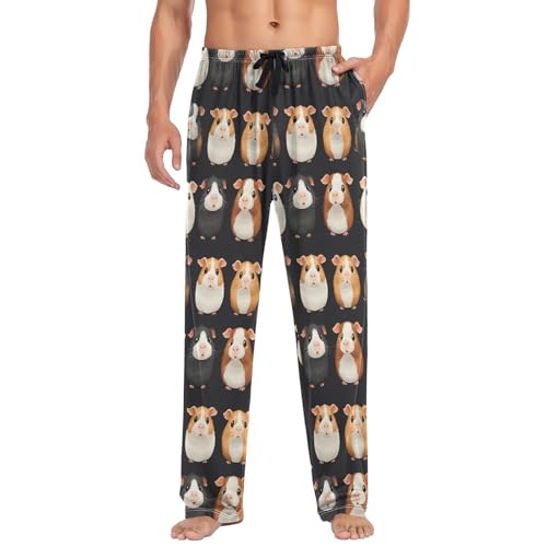 Mens Pajama Pants, Cute Guinea Pig Sleep Pjs Bottom for Men, Lounge Pant with Pockets S3