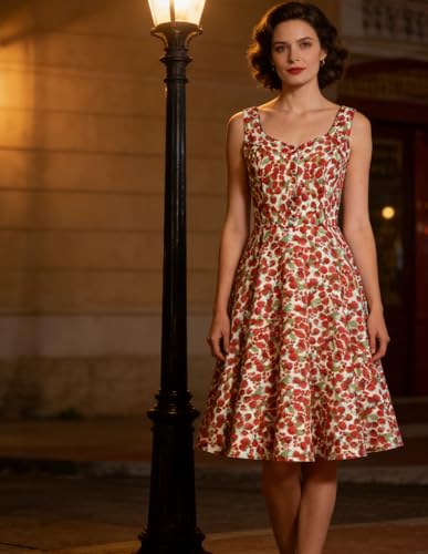 Image of Belle Poque 1950s Vintage Dress for Women Sleeveless Homecoming Dresses Cocktail Party A-Line Summer Dress