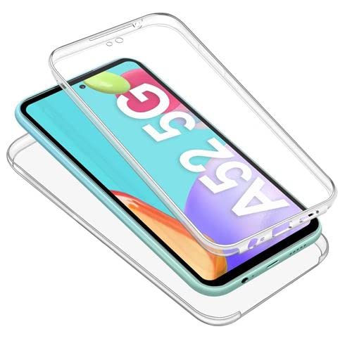 Le petit Français® Coque pour Samsung Galaxy A52 avec Protège écran intégrale 360 Transparente Protection Antichoc Silicone Avant arrière Complete Housse Etui Transparent Dimension Cover