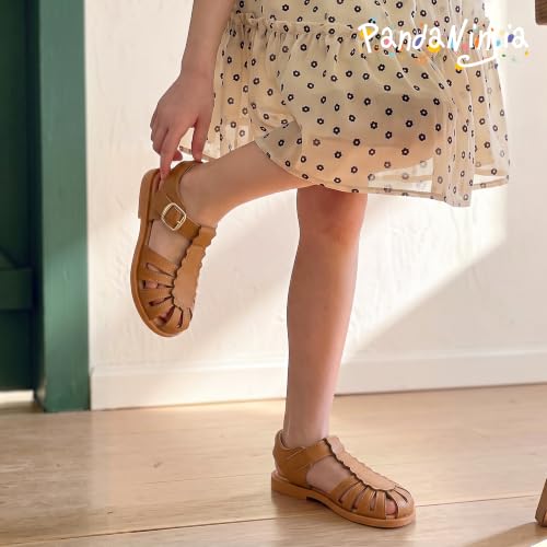 Image of PANDNAINJIA Toddler Girls Sandals T-Strap Dress Summer Shoes