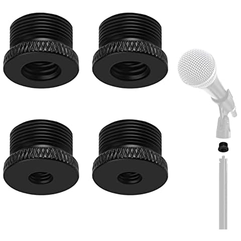 4Pcs Mic Stand Adapter 2Pcs 3/8 to 5/8 Microphone Adapter and 1/4 to 5/8 Mic Screw Adapter Alloy Tripod Screw Adapter Mic Stand Holder Connection Adapter for Microphone Stand Camera Monitor Cover