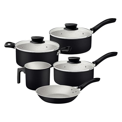 Jogo de Panelas Tramontina Linz em Aluminio com Revestimento Interno e Externo em Antiaderente Starflon Max Preto 05 Peças