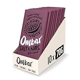 Vegan Chocolate - Ombar Salt & Nibs 64% Chocolate (70g x 10 Bars) Organic Fair Trade, Dairy and Gluten Free Chocolate - Image 1